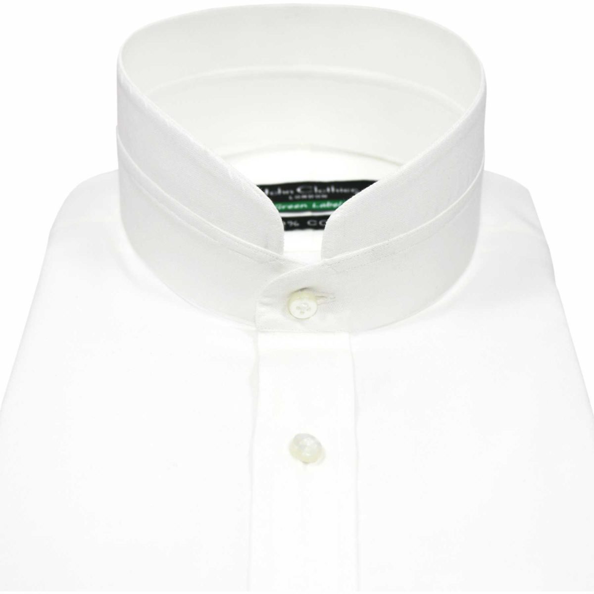 Men's collarless banded collar dress clearance shirt