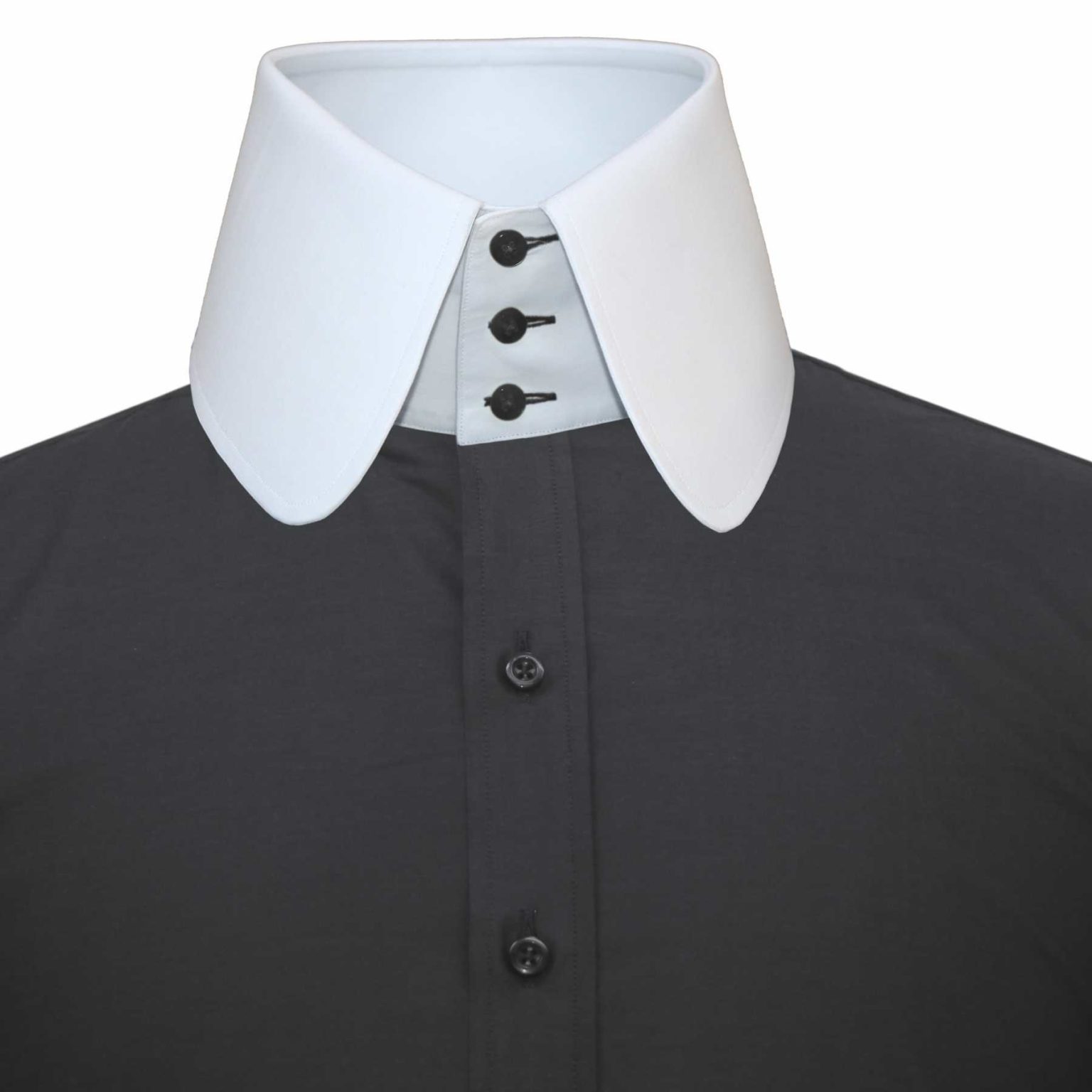 Black-Penny High Collar Shirt - John Clothier London