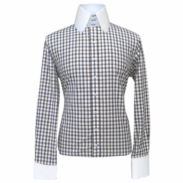 Black-Checks-Penny High Collar Shirt - John Clothier London