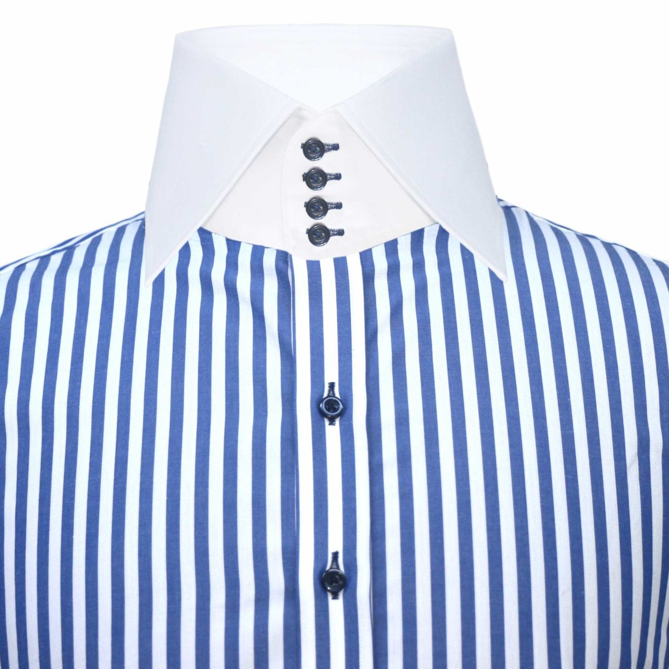 Blue-Stripes Penny Collar Shirt - John Clothier London