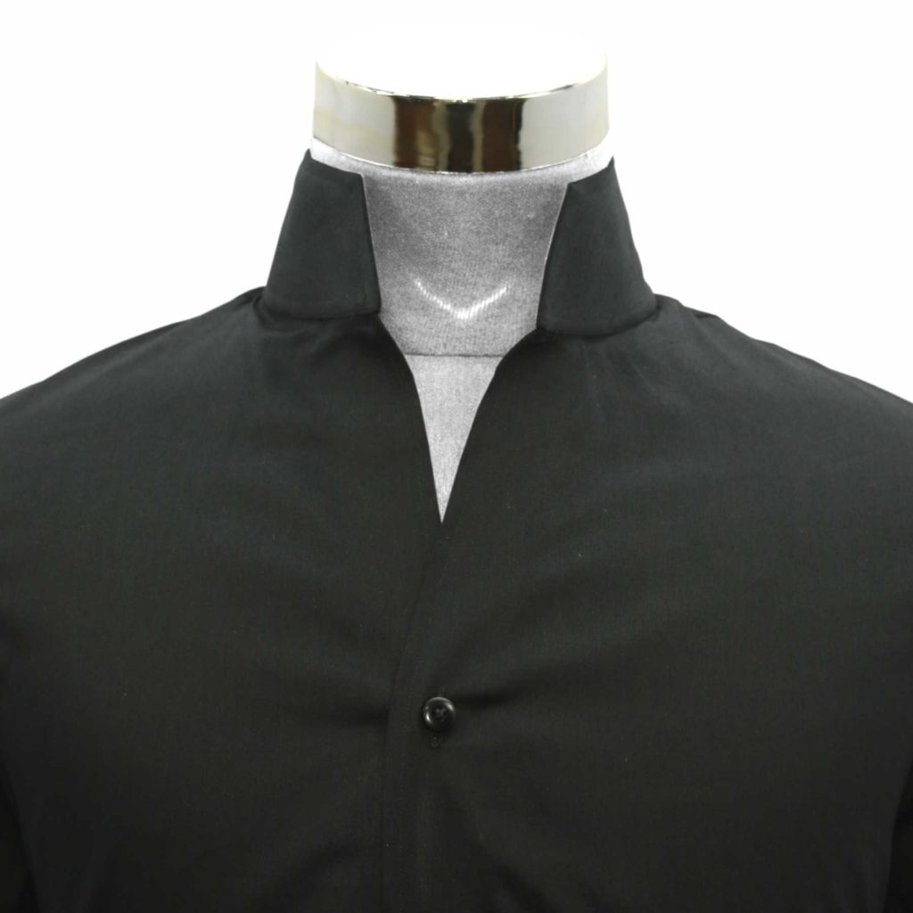 Black-High Open Collar Shirt