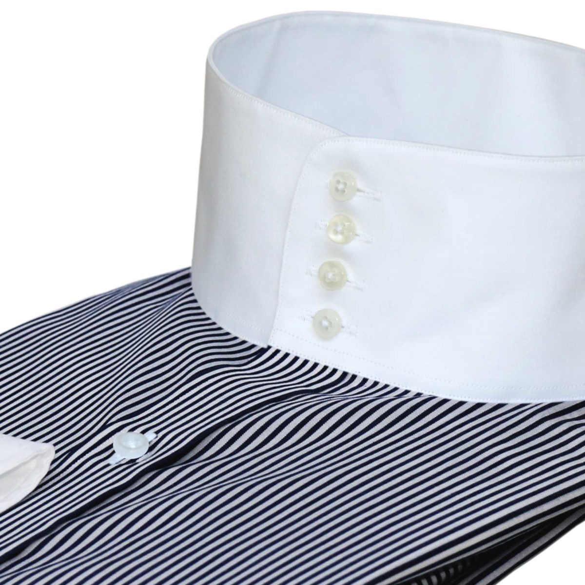 Navy-Blue-Pinstripes-High Spearpoint Collar John Clothier London Online