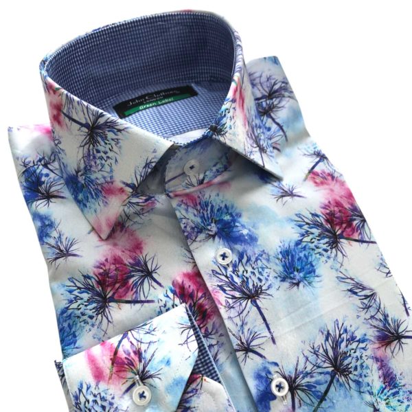 Printed Dandelions Windsor Collar Shirt