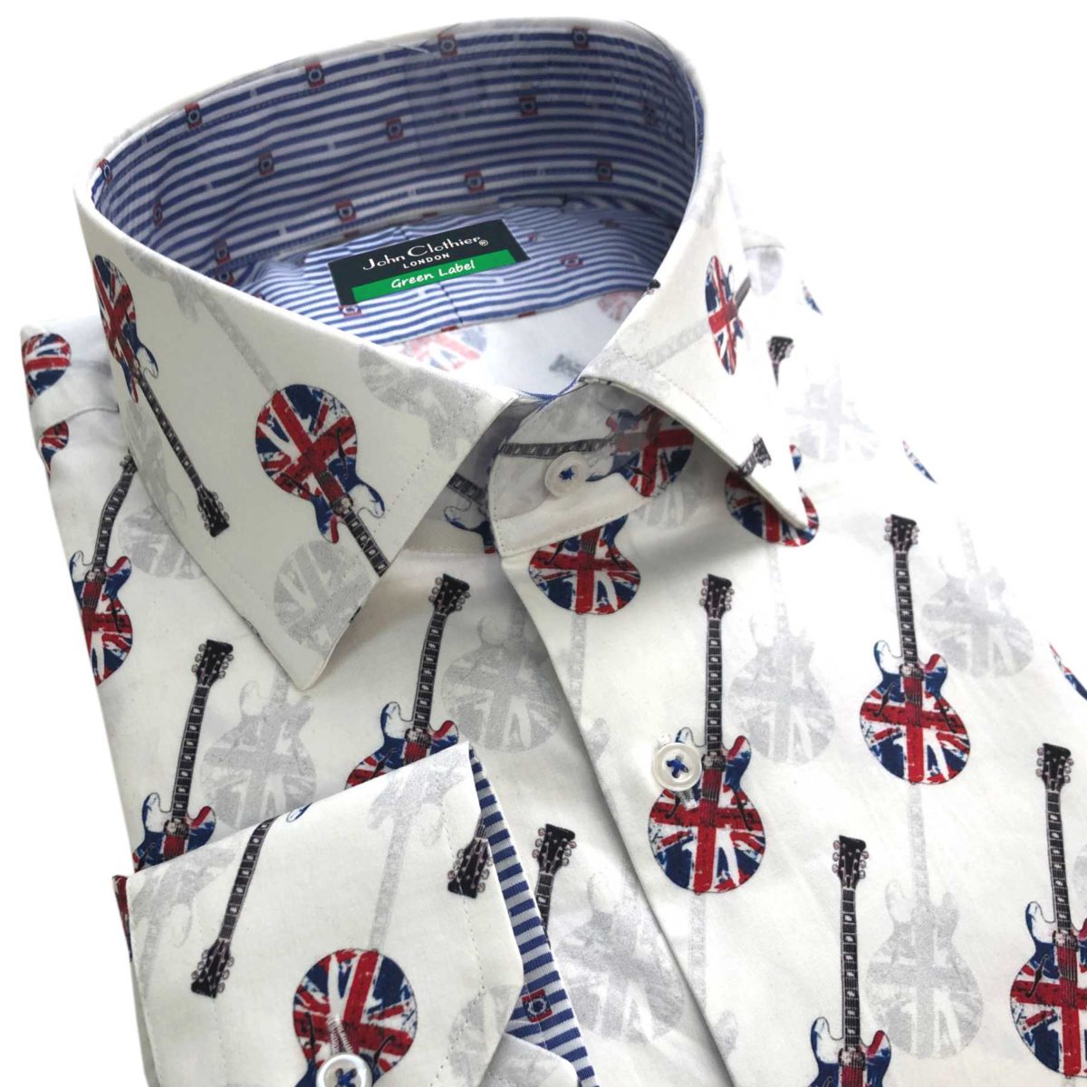 Digital-Printed Musical Guitar Kent-Collar-Shirt