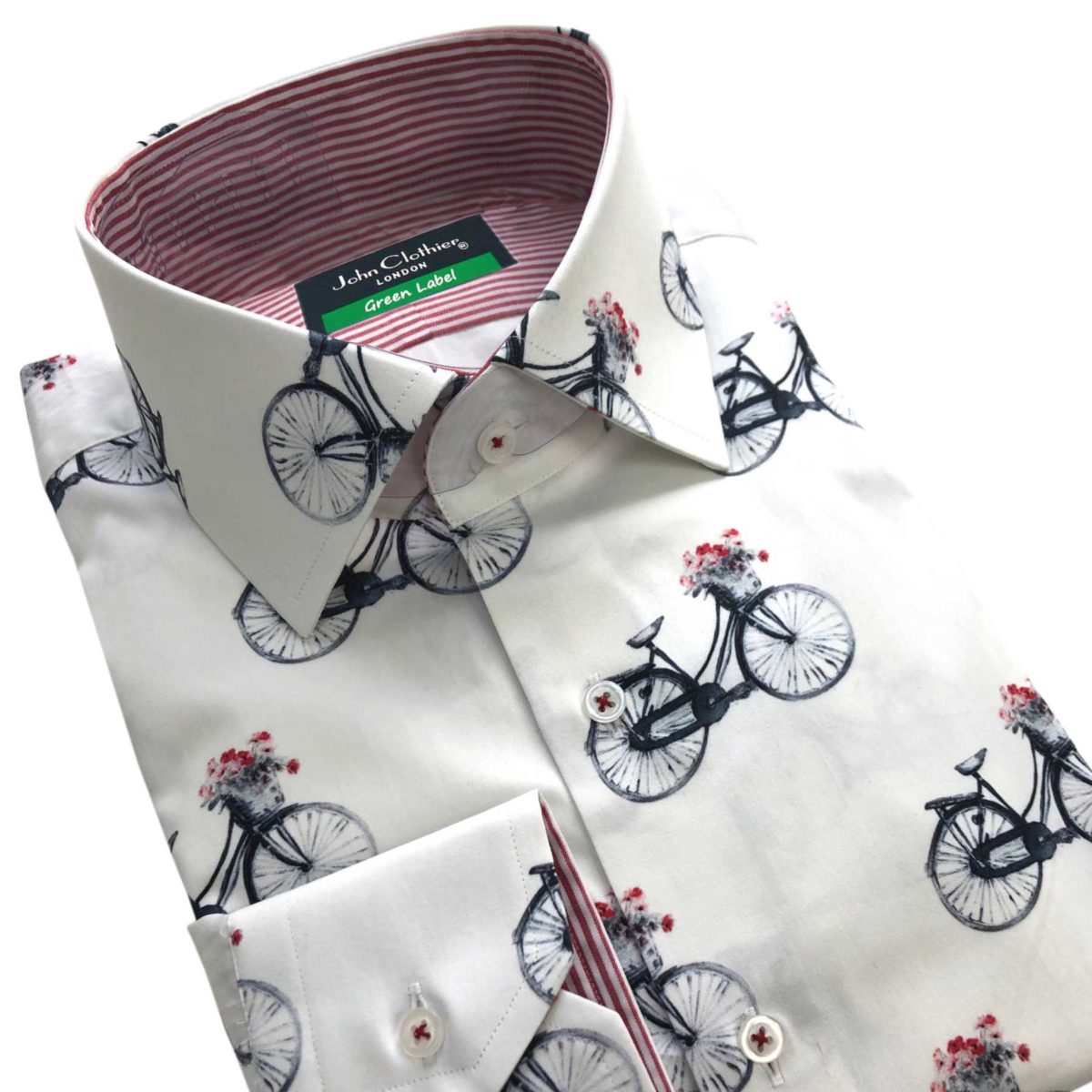 Digital-Printed Cycle Kent Collar-Shirt