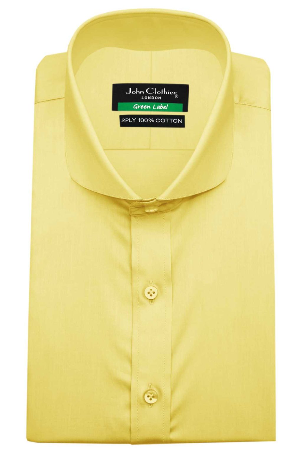 Yellow-Cutaway Penny Collar Shirt - John Clothier London