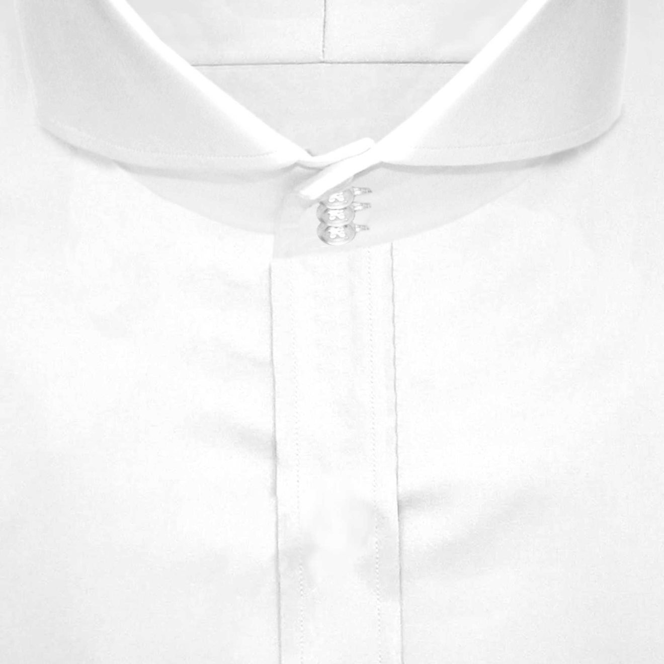 White-High Italian Collar Hidden Placket Shirt - John Clothier London