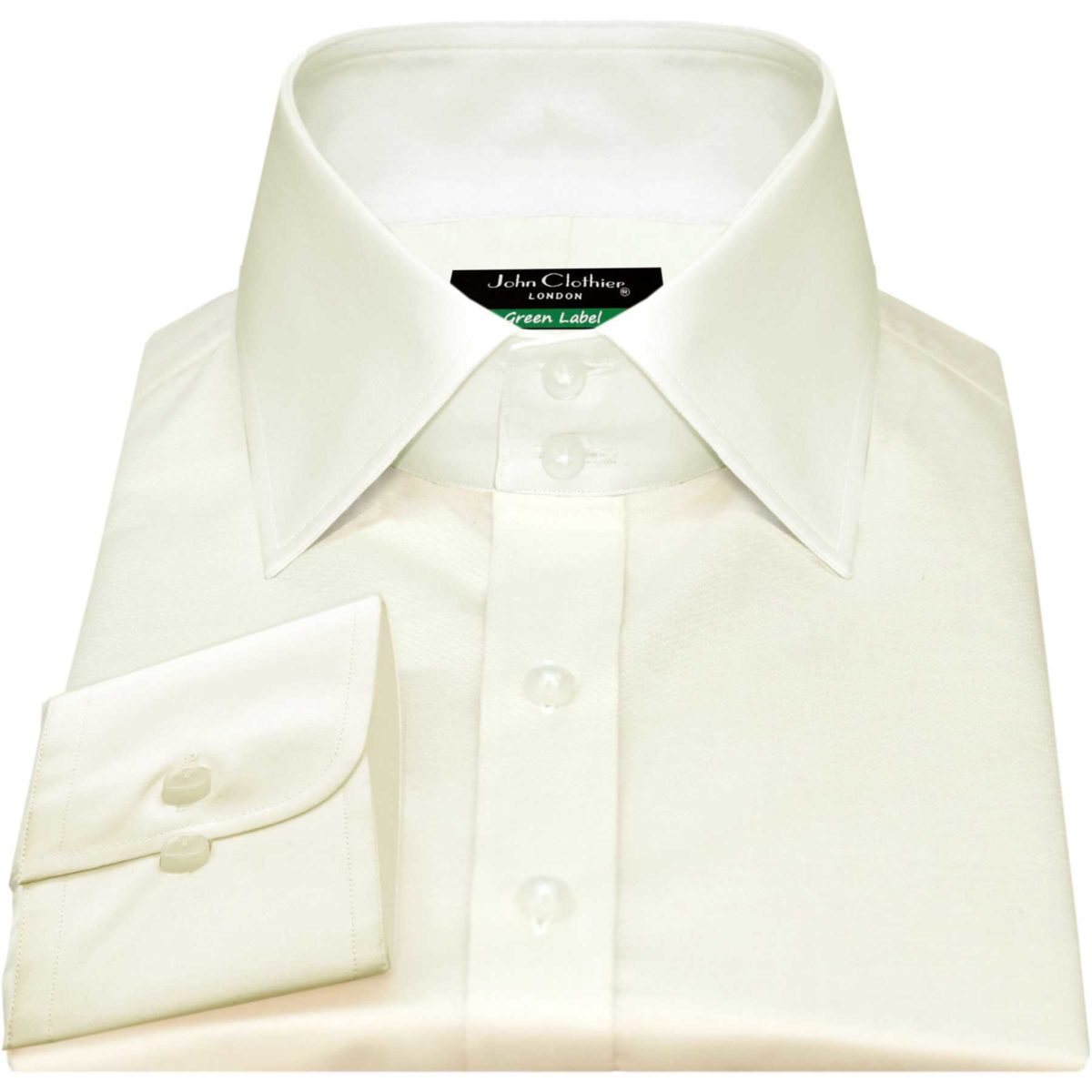 Vintage Tall Neck High Spread Wide Collar White Dress Shirt Men Contrast  Buttons