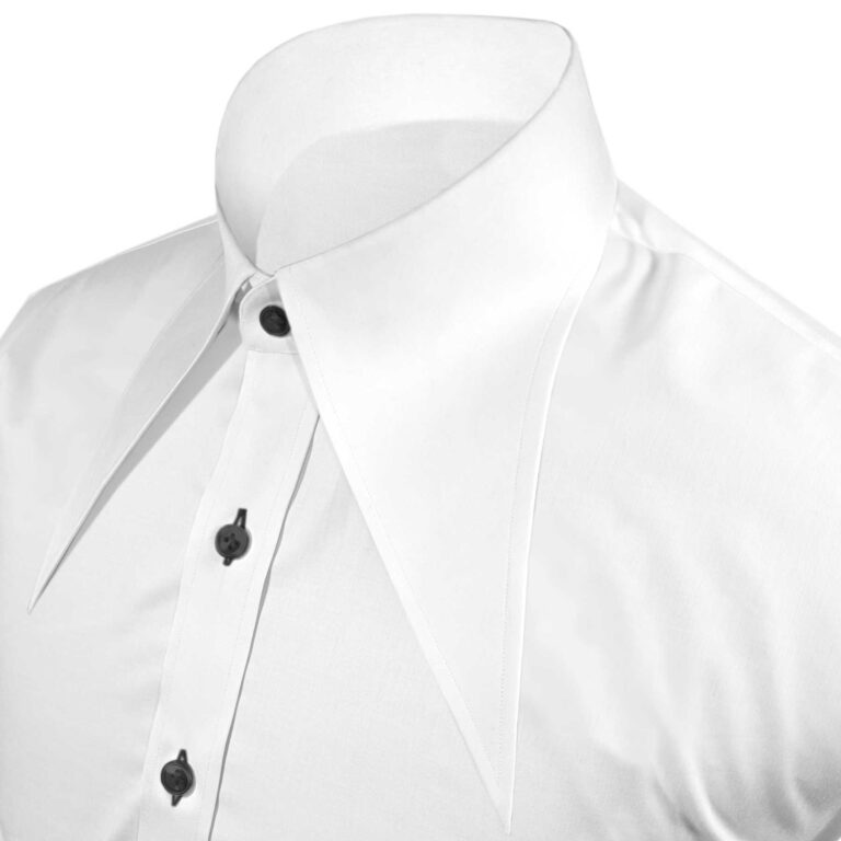 White-Extreme Spearpoint Collar Contrast Buttons Shirt - John Clothier ...