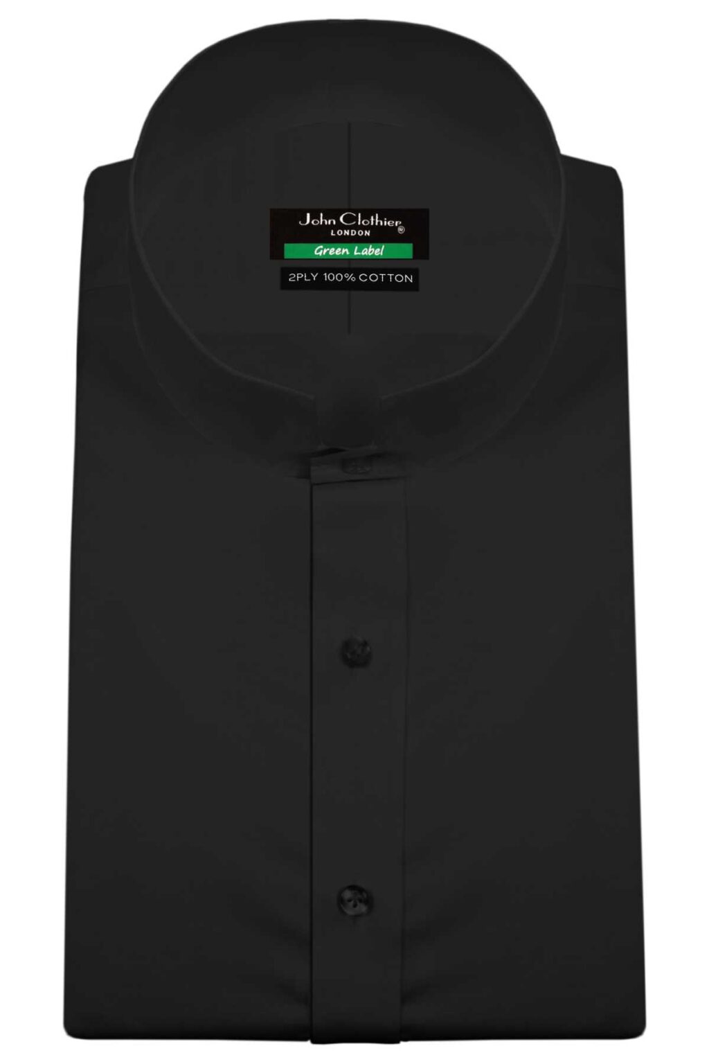 Black-High Imperial Collar Shirt - John Clothier London