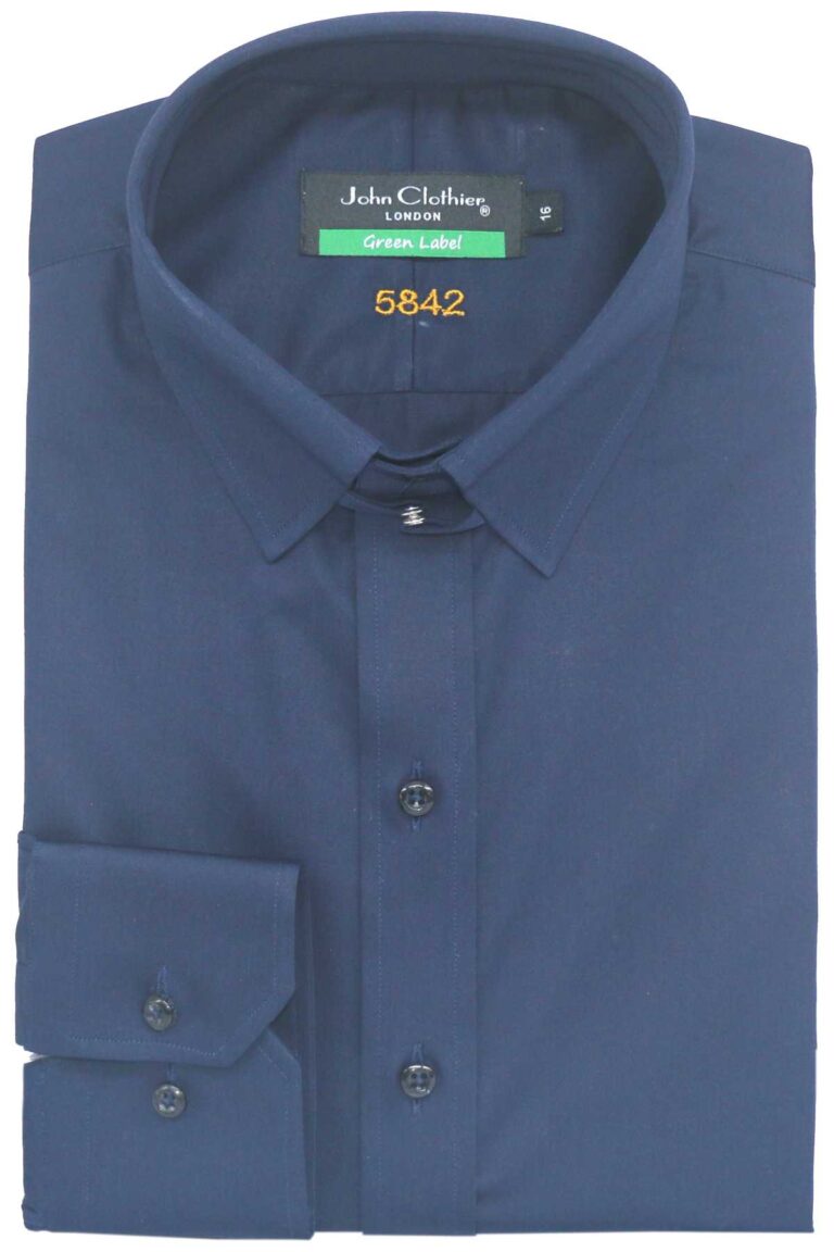 Navy Blue-Tab Collar Shirt John Clothier London