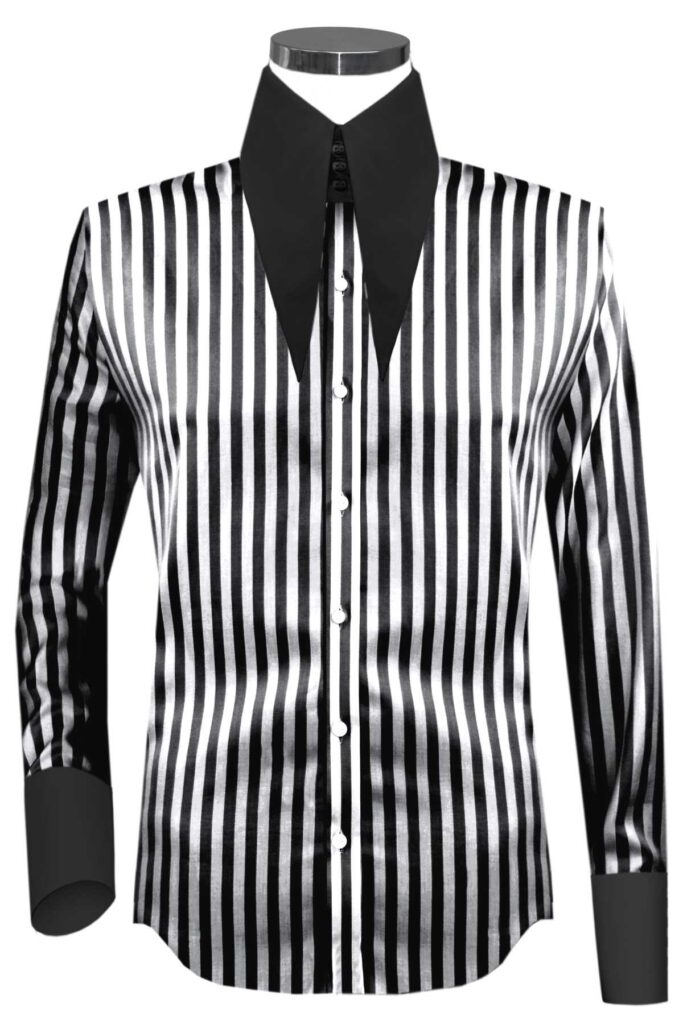 Mens black and clearance white striped dress shirt