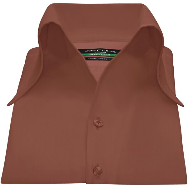 chocolate Brown High Open Bow Collar shirt for men, 100% Cotton, high collar made to measure shirts by John Clothier London