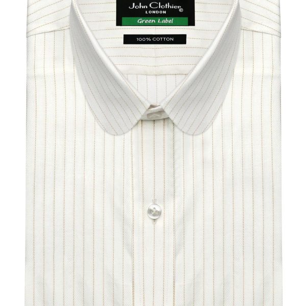 Brown Beige Stripes Penny Collar shirt for men by John Clothier london