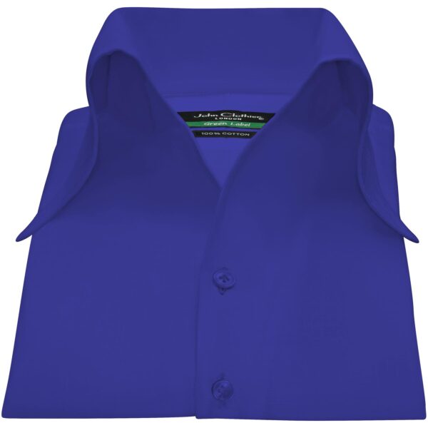 Royal Blue High Open Collar Shirts 100% Cotton Made to Measure Shirts by John Clothier London