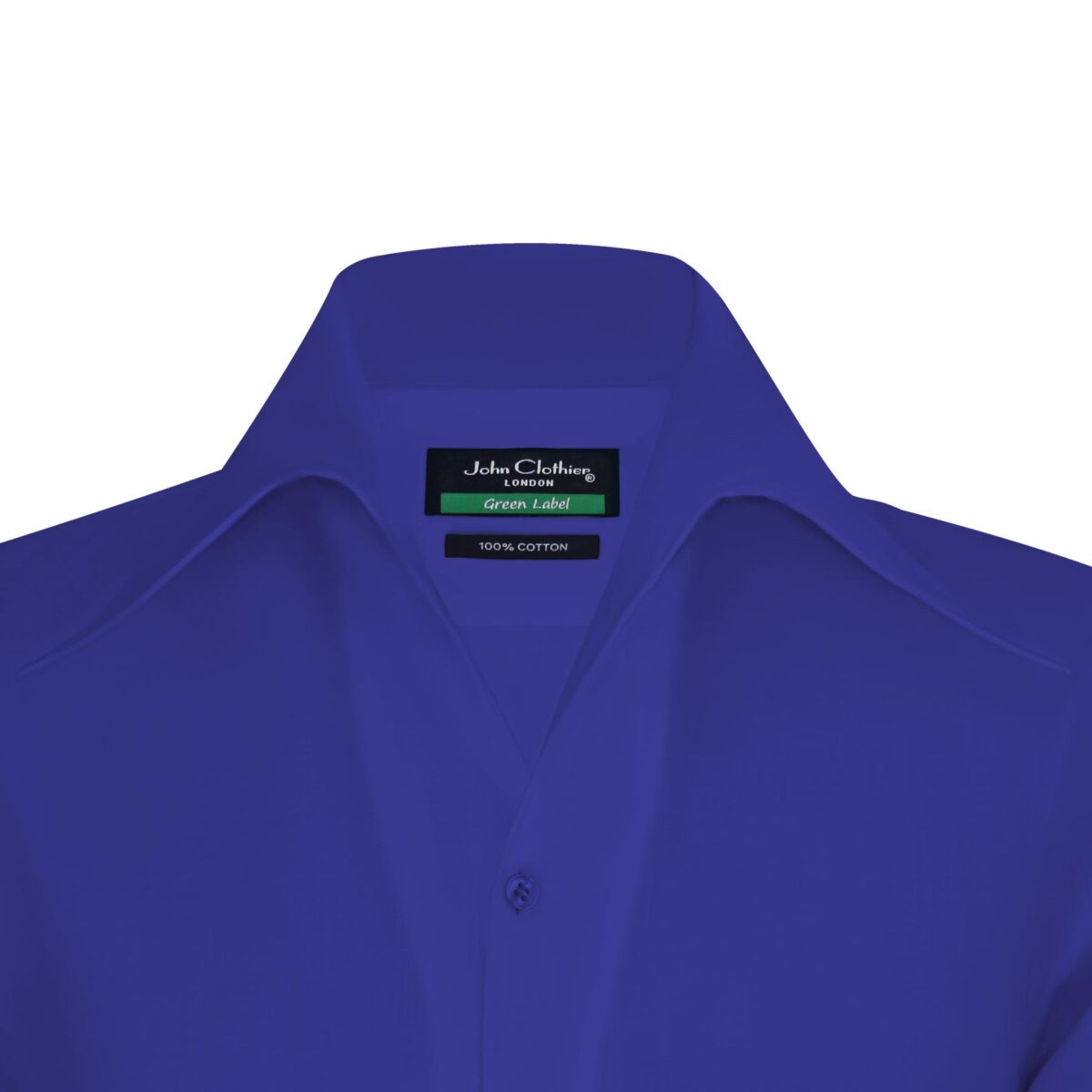 Royal Blue High Open Collar Shirts 100% Cotton Made to Measure Shirts by John Clothier London