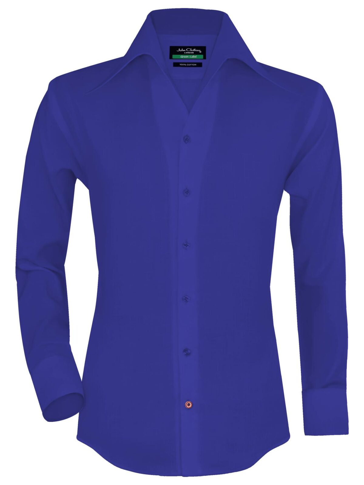 Royal Blue High Open Collar Shirts 100% Cotton Made to Measure Shirts by John Clothier London