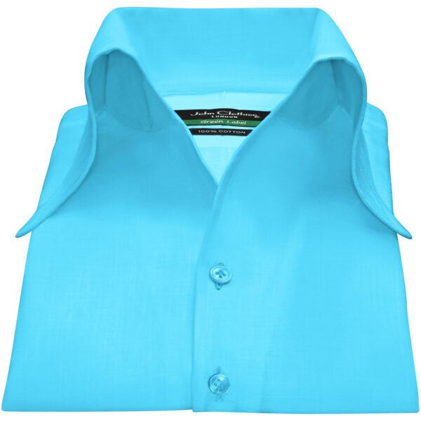 John Clothier, Men's Made to measure, High Bow Collar Shirt, Sea Blue Party Occassion Wear Shirt