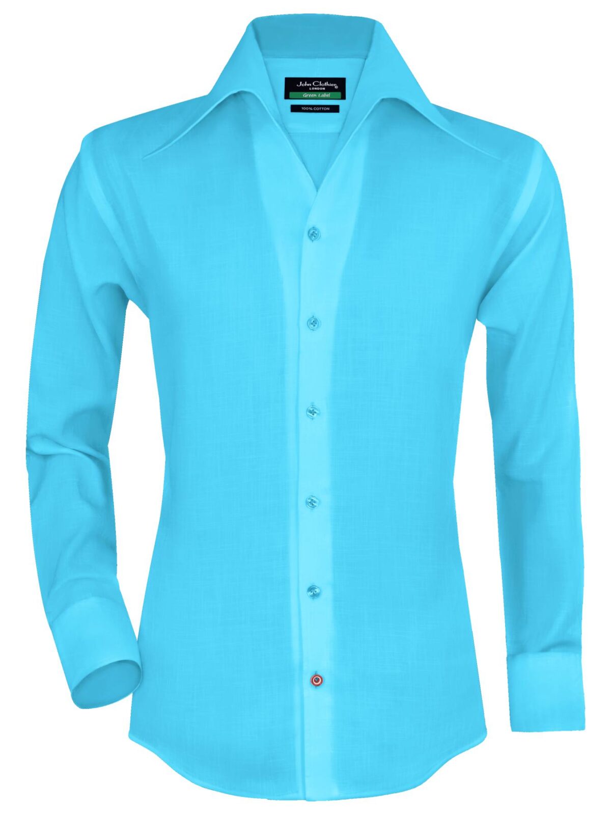 John Clothier, Men's Made to measure, High Bow Collar Shirt, Sea Blue Party Occassion Wear Shirt