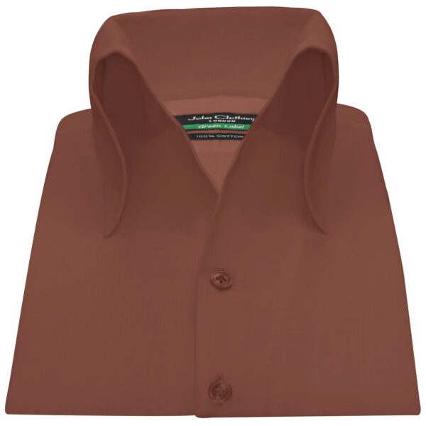 Brown Open High button down collar shirt for men 100% Cotton Custom made to your fit and style.