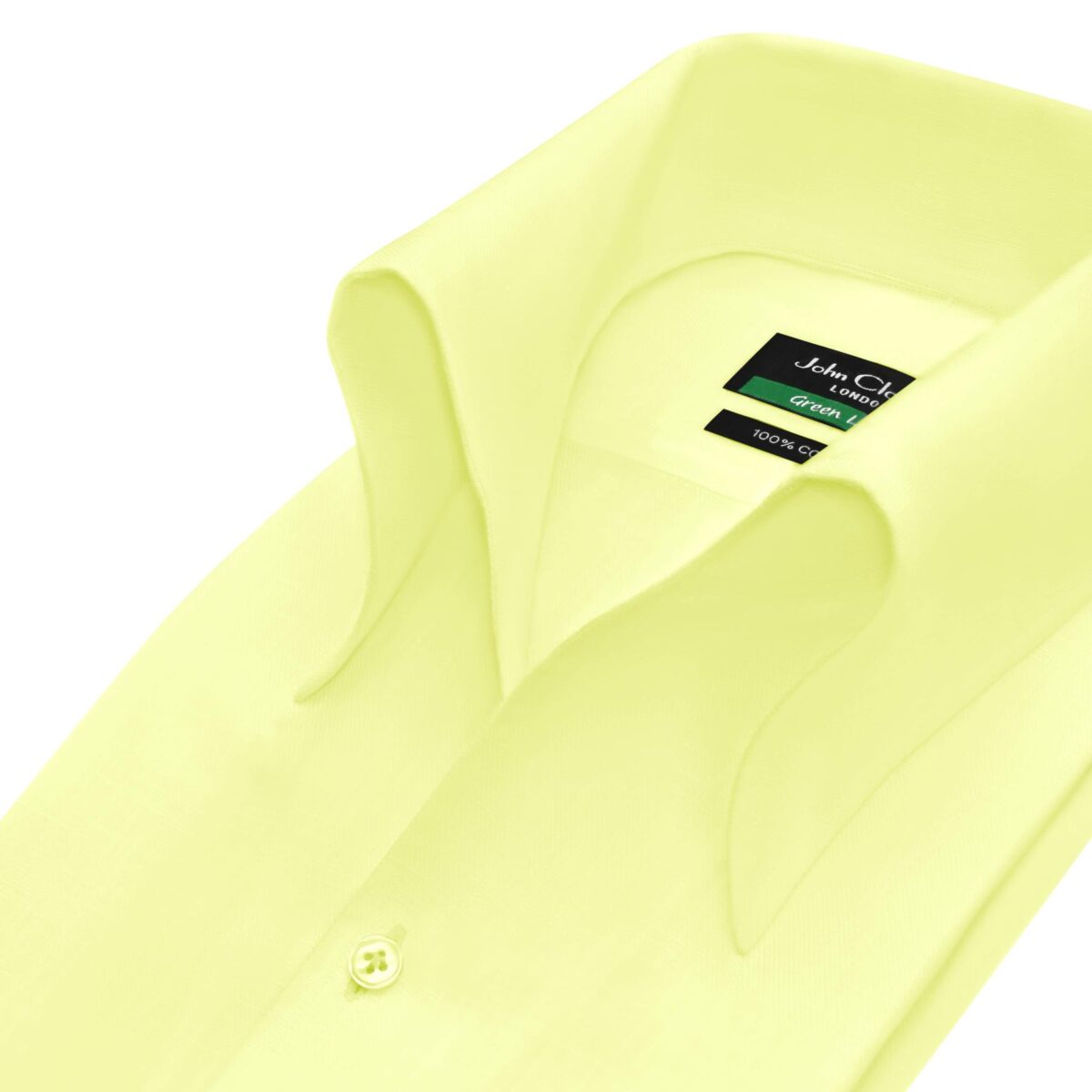 Yellow High Open Button Down Collar Shirt - a high collar unique style shirt, 100% Cotton Custom made in your fit by John Clothier London