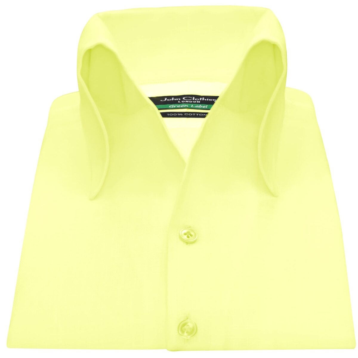 Yellow High Open Button Down Collar Shirt - a high collar unique style shirt, 100% Cotton Custom made in your fit by John Clothier London