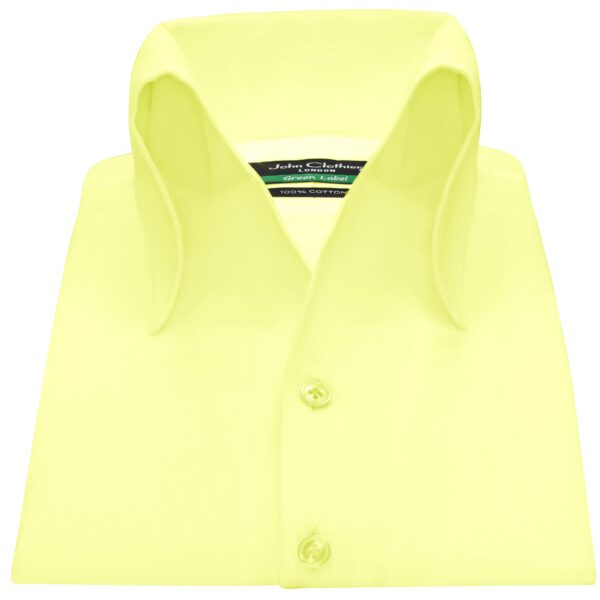 Yellow High Open Button Down Collar Shirt - a high collar unique style shirt, 100% Cotton Custom made in your fit by John Clothier London