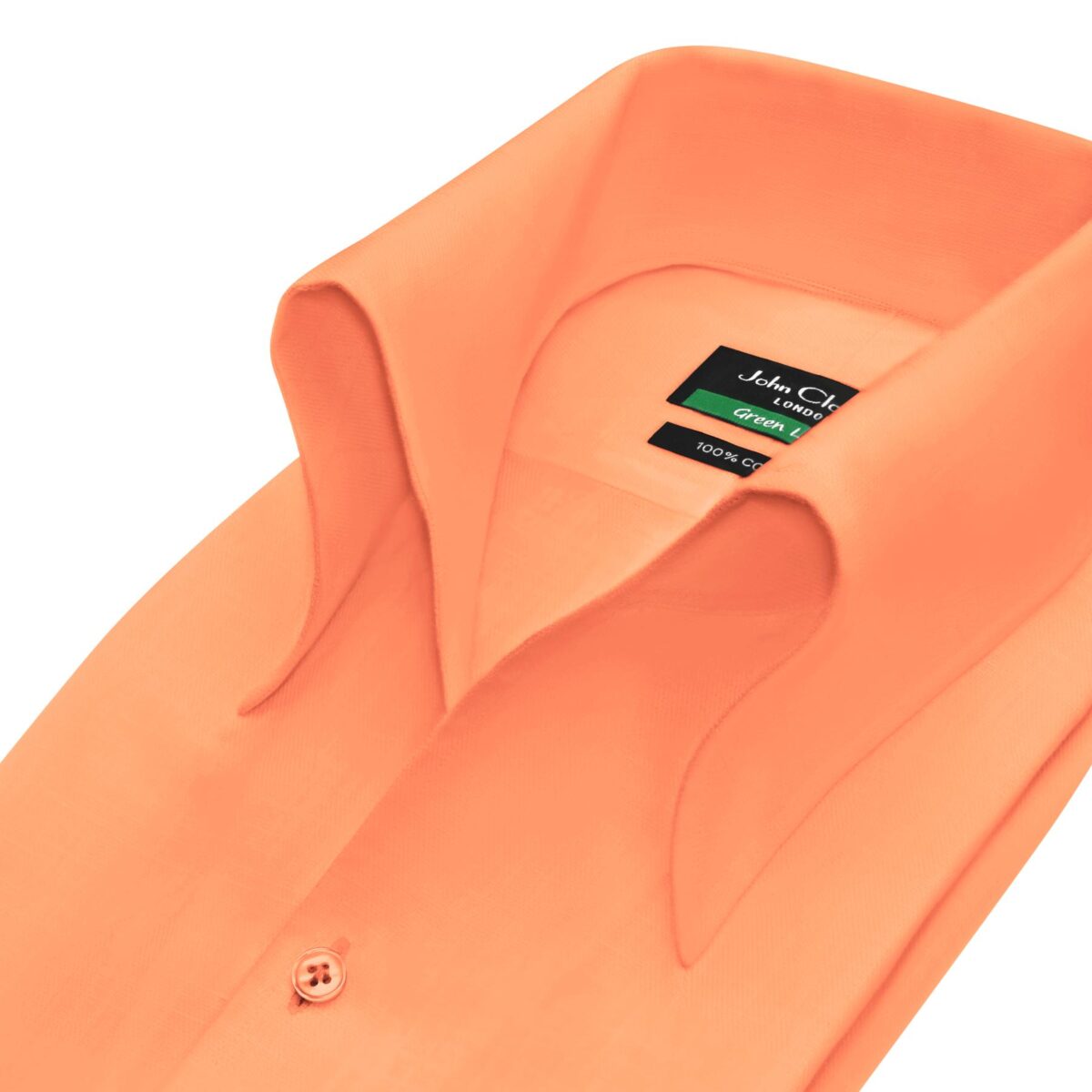 Orange High Open Button Down Collar Shirt - a high collar unique style shirt, 100% Cotton Custom made in your fit by John Clothier London