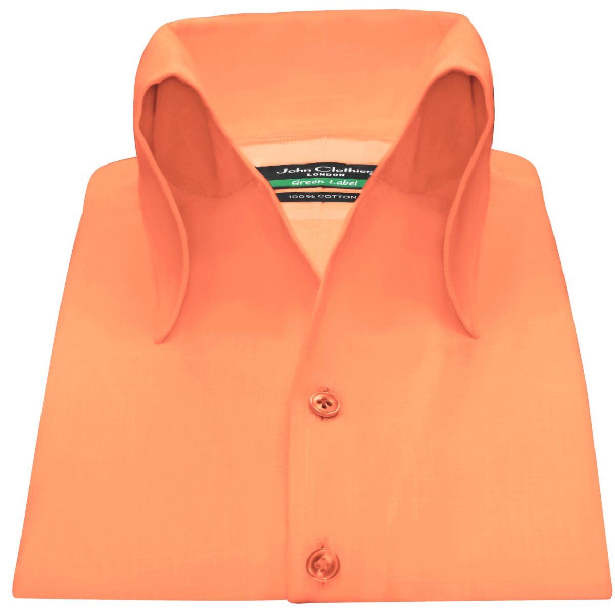 Orange High Open Button Down Collar Shirt - a high collar unique style shirt, 100% Cotton Custom made in your fit by John Clothier London