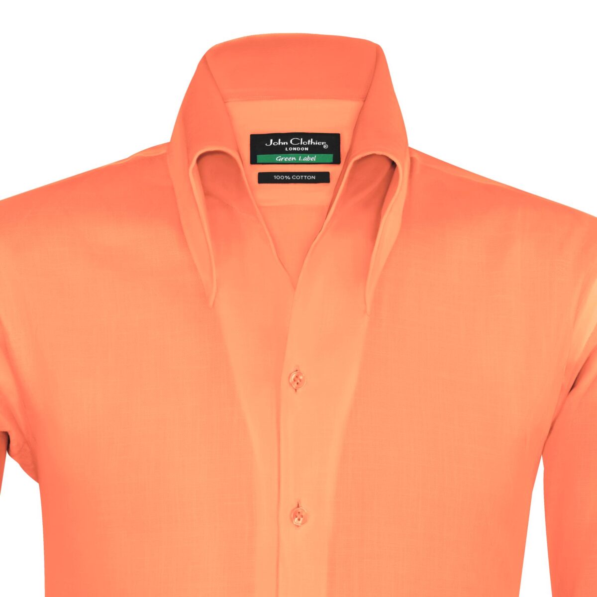 Orange High Open Button Down Collar Shirt - a high collar unique style shirt, 100% Cotton Custom made in your fit by John Clothier London