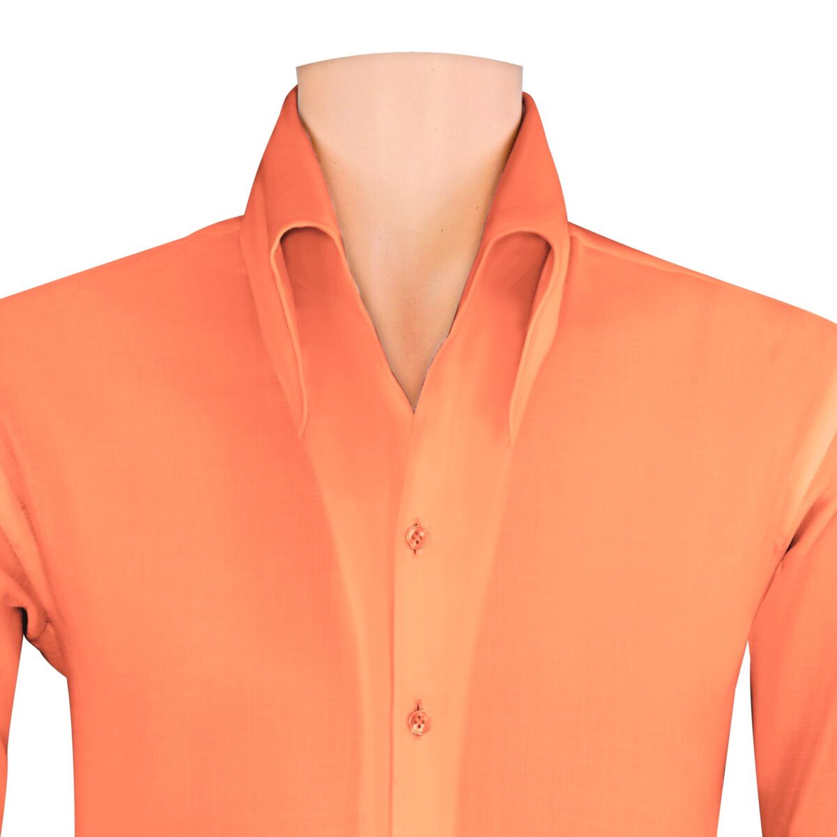 Orange High Open Button Down Collar Shirt - a high collar unique style shirt, 100% Cotton Custom made in your fit by John Clothier London