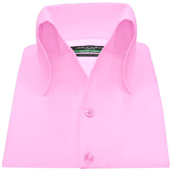 Pink Men's Custom made high Button down collar shirt - custom made on order - by John Clothier London