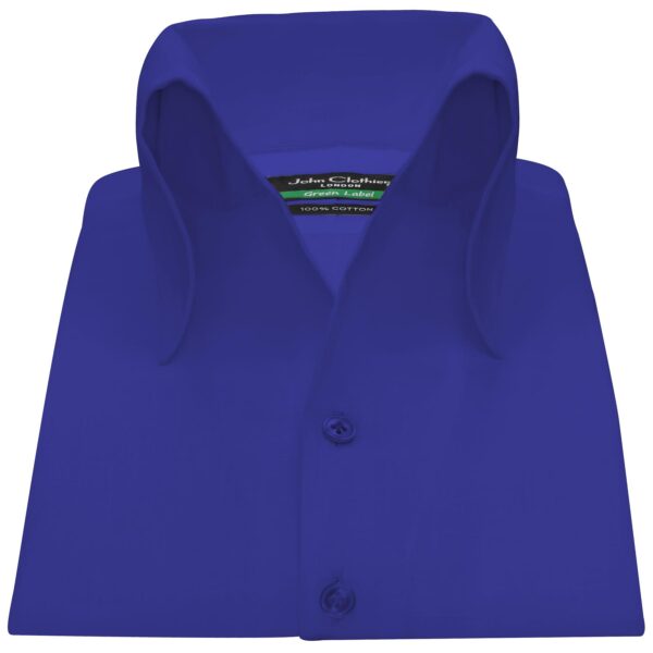 Royal Blue High Collar Men's Shirt by John Clothier London