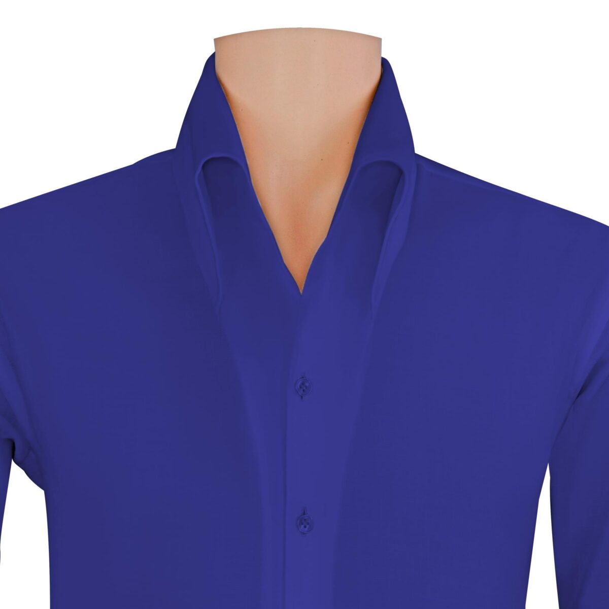 Royal Blue High Collar Men's Shirt by John Clothier London