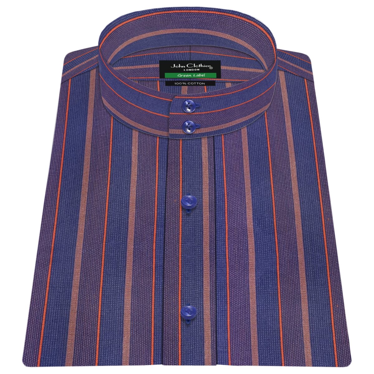Orange Blue Multi Color High Band 2B Shirt, Men's 100% Cotton, made on order Chinese / Mandarin Collar. Shop from 31 different types of collars offered.