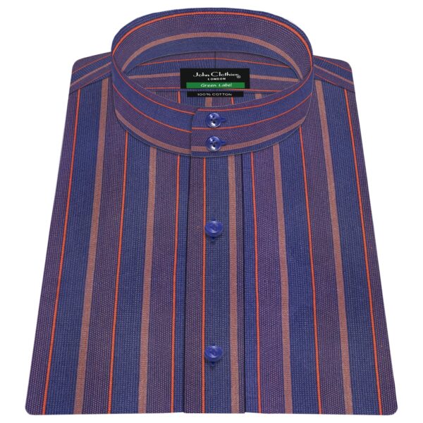 Orange Blue Multi Color High Band 2B Shirt, Men's 100% Cotton, made on order Chinese / Mandarin Collar. Shop from 31 different types of collars offered.