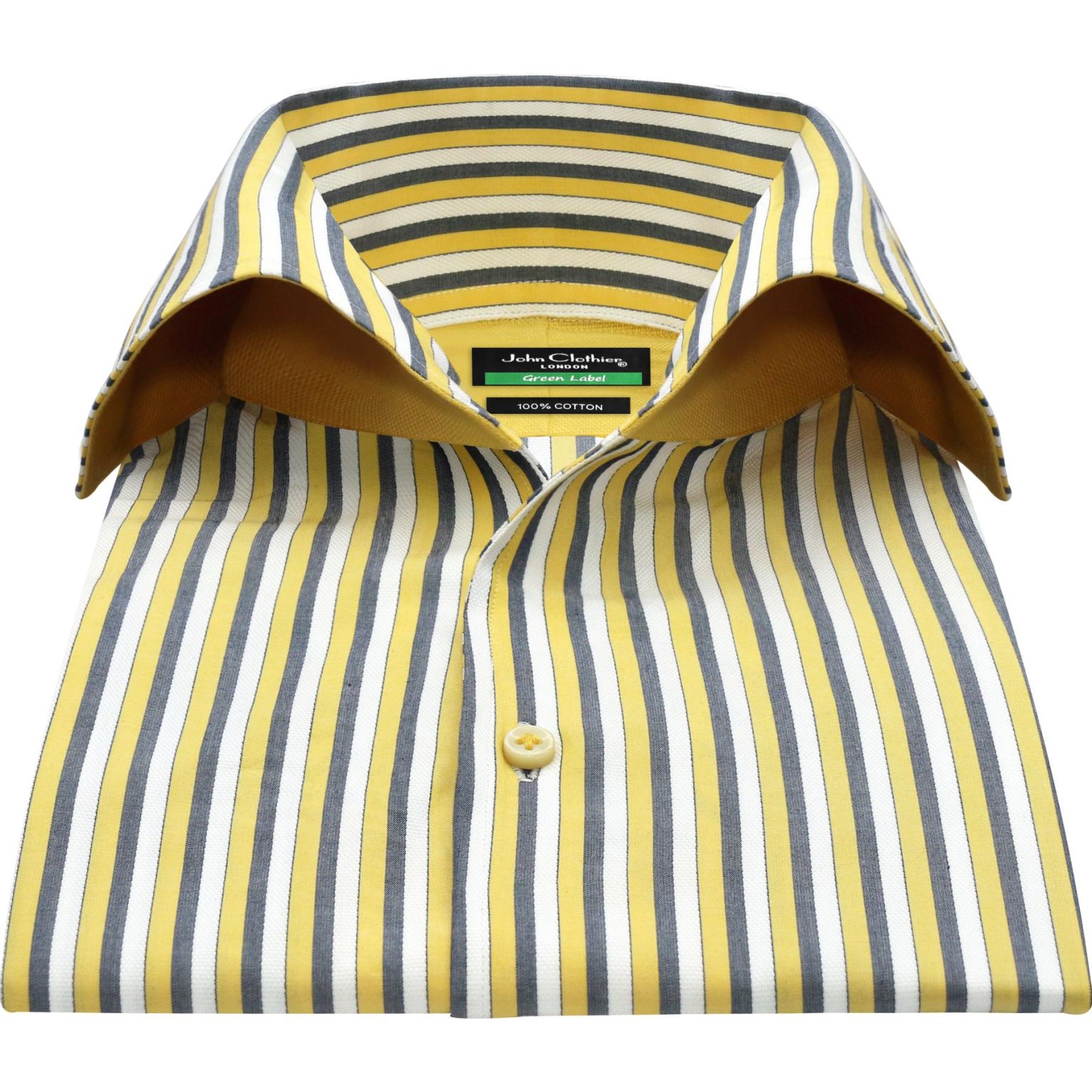 Blue Stripes High Long Point 4 Button Collar Shirt - John Clothier London