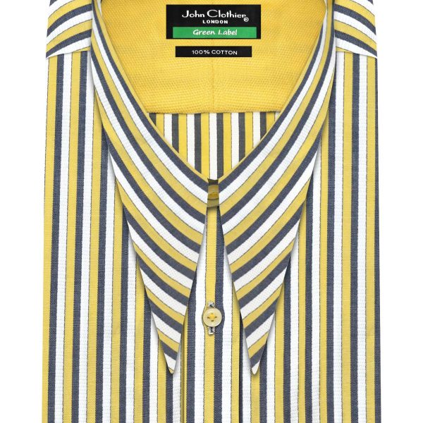 Yellow Multi stripes Spear collar shirt
