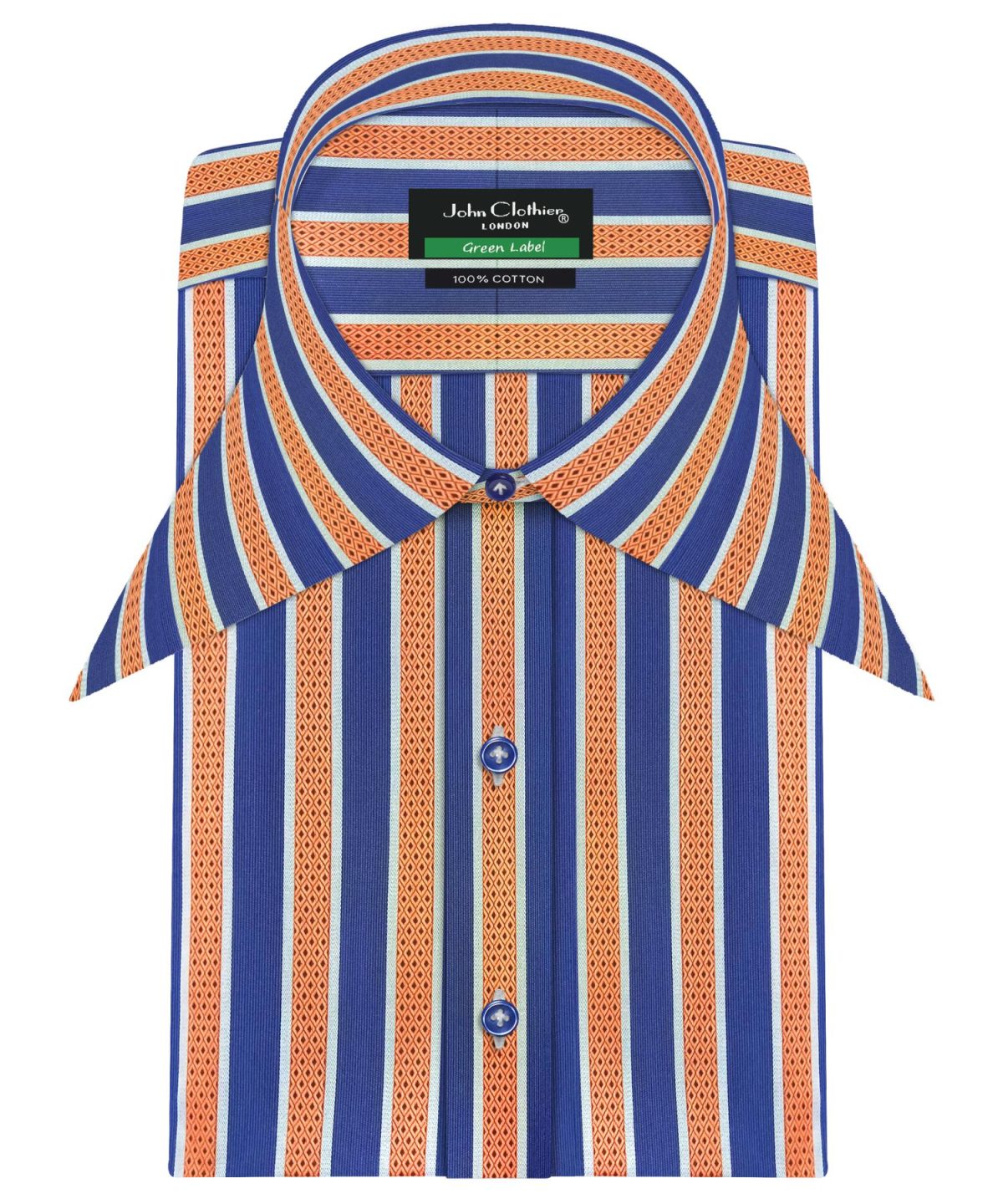 Navy Blue Orange Stripes Extreme Longpoint Collar