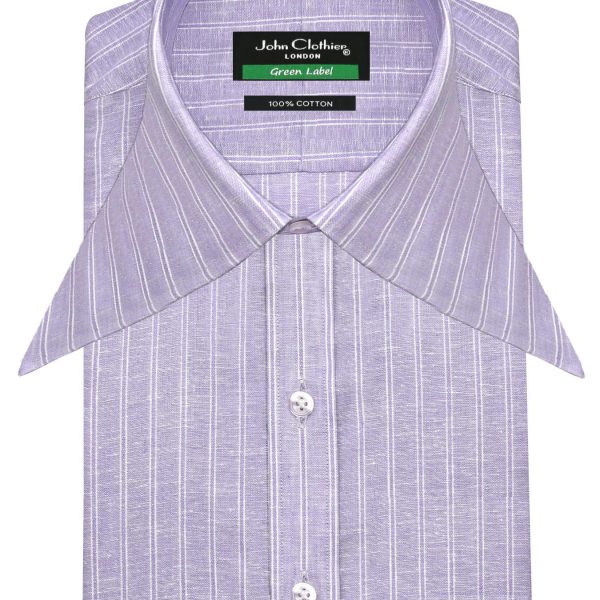 Lilac White Stripes Extreme Longpoint Collar Shirt